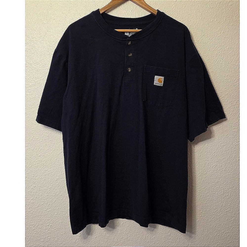 Carhartt‎ Workwear Pocket Henley T-Shirt Gorpcore Loose Fit Navy Blue Men's XL